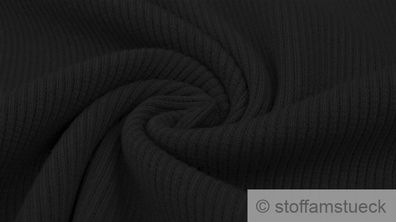 0,5 Meter Stoff Baumwolle Elastan Rib Jersey schwarz Rippenjersey Rippenstrick