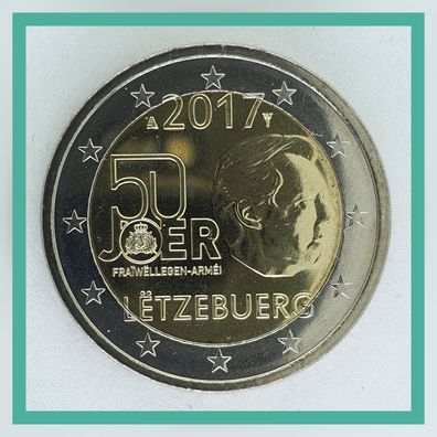 2 Euro Münze Luxemburg 2017 - 50 Jahre freiwilliger Wehrdienst -