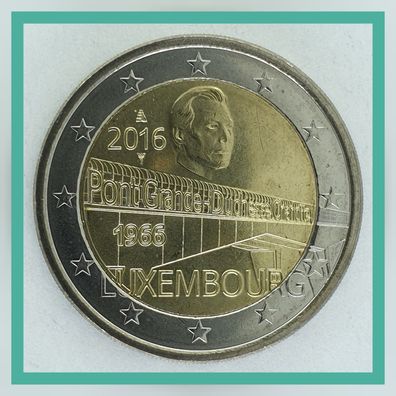 2 Euro Münze Luxemburg 2016 - 50 Jahre Großherzogin Charlotte Brücke -
