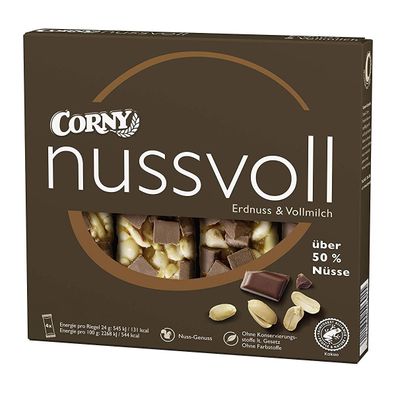 Corny Nussvoll Erdnuss und Vollmilchschokolade Riegel 4x24g 96g