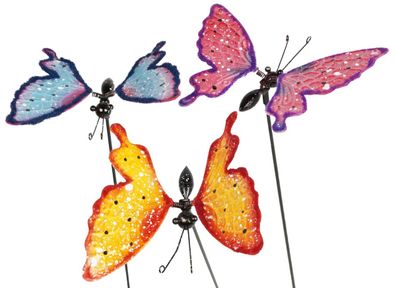 Gartenstecker Schmetterling / Libelle Pfeifenputzer 3er Set