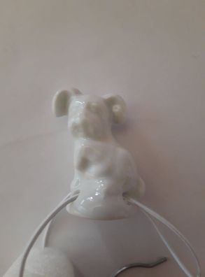Porzellan Tropfenfänger Hund weiß, für Kaffee- oder Teekannen, Tier Hunde