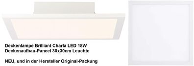 Deckenlampe Brilliant Charla LED 18W Deckenaufbau-Paneel 30x30cm Leuchte. NEU, in OVP