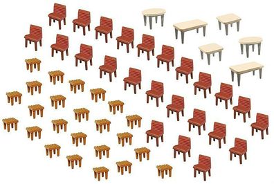 Faller Figuren H0, 7 Tische + 48 Stühle, Miniaturwelten 1:87, Art. 180438, OVP