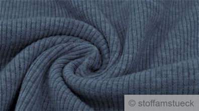0,5 Meter Stoff Baumwolle Elastan Rib Jersey jeansblau Rippenjersey Rippenstrick