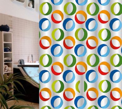 Rings Multicolor Textil Duschvorhang 180 x 200 cm. Schweizer Markenware