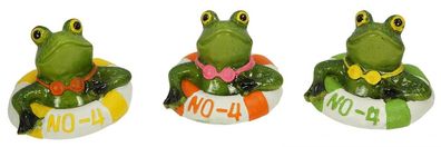 Schwimmtier Frosch im Reifen 3er Set ca. 8 cm - Teichdekoration
