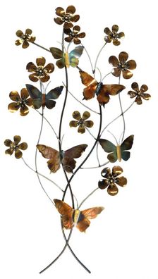 Wandbild Blume Schmetterling gold - Dekoration