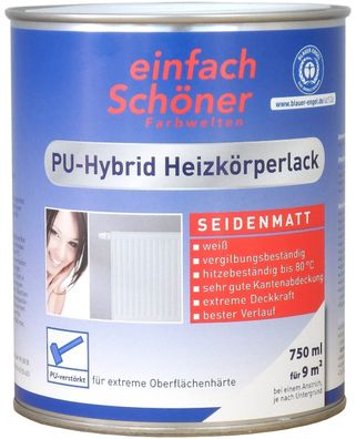 0,75l PU-Hybrid Heizkörperlack seidenmatt Weiß Lack Heizköper Heizkörperfarbe