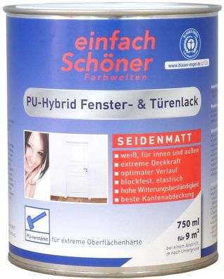 0,75l PU-Hybrid Fenster- & Türenlack seidenmatt Weiß Türen Fenster Lack Farbe