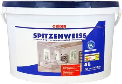 Wilckens 5l Spitzen-Weiss Wandfarbe schneeweiß Innenfarbe Wohnraumfarbe