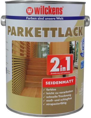 Wilckens 2,5l 2in1 Parkettlack seidenmatt Farblos Grundierung Fußboden Parkett