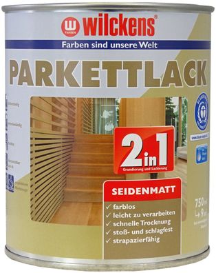 Wilckens 0,75l 2in1 Parkettlack seidenmatt Farblos Grundierung Fußboden Parkett