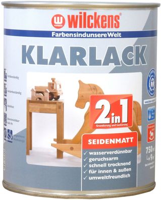 Wilckens 0,75l 2in1 Klarlack seidenmatt Farblos Grundierung Lack klar Primer