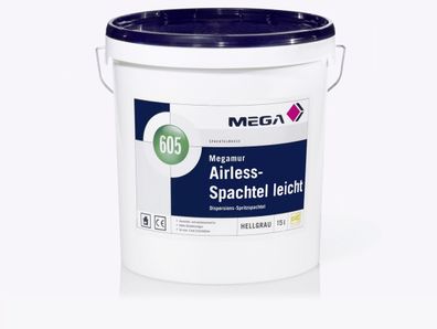 MEGA 605 Megamur Airless Spachtel leicht 15 Liter hellgrau