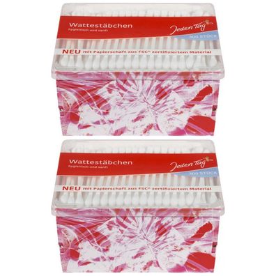 2 x JedenTag Wattest?bchen Box Qtip 300 St?ck