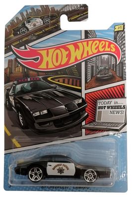 Mattel Hot Wheels GJV62 &acute;85 Chevrolet Camaro Polizeiauto - Schwarz/ Weiß 1/5
