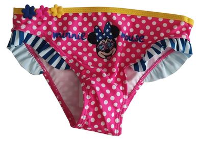 Minnie Maus Badehose, Bikinihose, Badeslip, Badeanzug, Pink-Weiß gepunktet, Gr.
