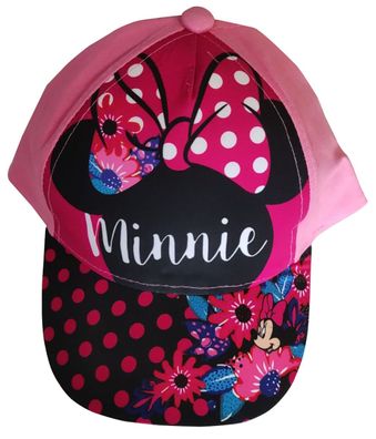 Disney Minnie Mouse Kinder Baseballmütze, Basecap, Kappe, Pink-Schwarz mit Blume