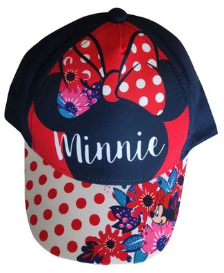 Disney Minnie Mouse Kinder Baseballmütze, Basecap, Kappe, Blau-Rot mit Blumen, G