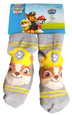 Nickelodeon Paw Patrol Baby Socken mit Hund Rubble gelb grau Größe 15/17