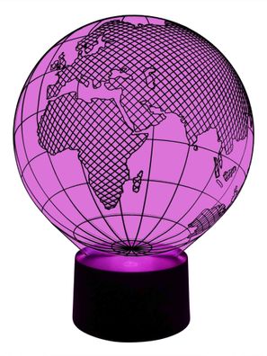 originelle 3D LED-Lampe Deko-Leuchte Globetrotter Weltkugel Nachttischlampe Wohnlicht