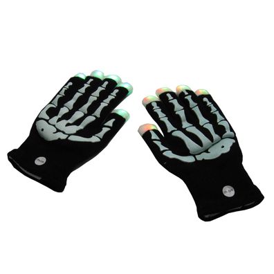 LED Skelett Knochen Leucht-Handschuhe Fingerhandschuhe Halloween Karneval Fastnacht S