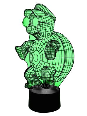 originelle 3D LED-Lampe niedliche Schildkröte mit Mütze Tischleuchte Nachttischlampe