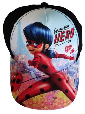 Miraculous Lady Bug Schirmmütze, Baseballkappe für Kinder schwarz Größe 54 cm