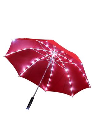 leuchtender Led Regenschirm Sternenhimmel Rot mit eingearbeiteter Taschenlampe