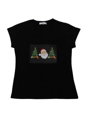 LED T-Shirt Weihnachten mit Santa Claus leuchtender blinkender Weihnachtsmann Wei