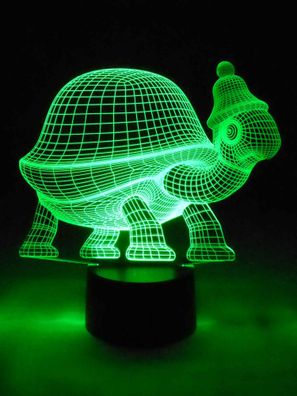 3D LED-Lampe Schildkröte mit Pudelmütze Kinderzimmer Tischlampe Nachttischlampe