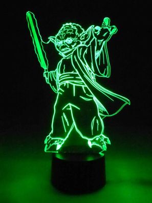 originelle 3D LED-Lampe Yoda mit Laserschwert Wohnlicht Nachttischlampe Tischlampe T
