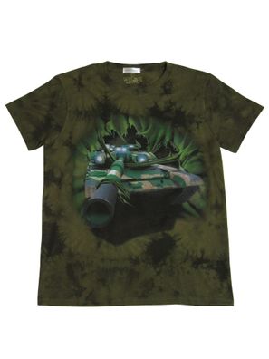 T-Shirt mit hochwertigem 3D Druck Motiv: Camouflage Panzer-Tank
