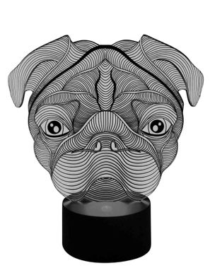 originelle 3D LED-Lampe Mops Bulldogge Farbwechsel-Nachtlicht Wohnlicht