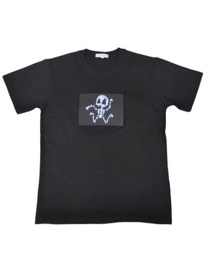 LED T-Shirt aus Baumwolle mit elektronischem Leuchtpanel - Motiv Skelett - Knochenger