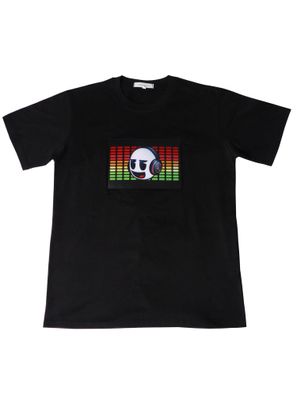 LED T-Shirt aus Baumwolle mit elektronischem Leuchtpanel Motiv Intergalaktischer DJ