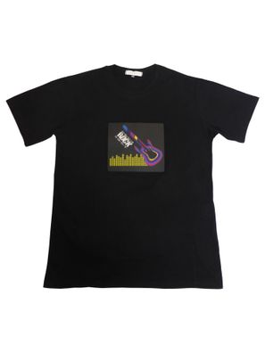 LED T-Shirt aus Baumwolle mit elektronischem Leuchtpanel Motiv: Rock Gitarre-Live Mus
