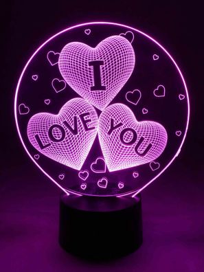 3D LED-Lampe I love you Herz Tischlampe Tischleuchte Nachttischlampe Wohnlicht