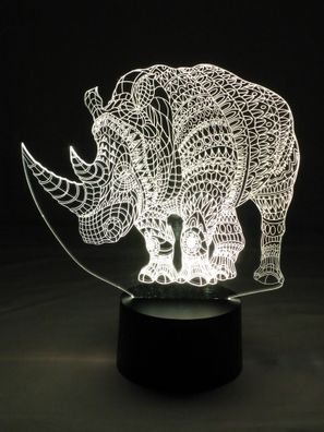 3D LED-Lampe Nashorn Kinderzimmerlampe Tischlampe Nachtlicht RGB Wohnlicht