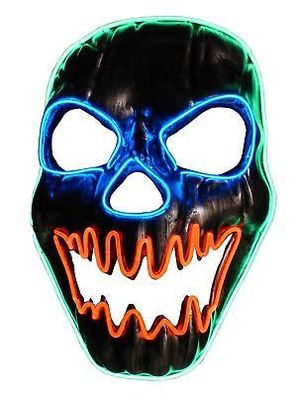 Halloween Leuchtmaske als Horror Maske LED Totenkopf für Karneval und Fasching