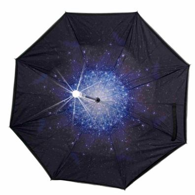 umgedrehter LED Regenschirm outer space leuchtender blinkender Mehrfarben Stockschir