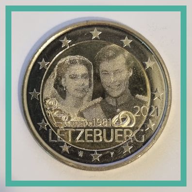 2 Euro Münze Luxemburg 2021 - 40. Hochzeitstag - Foto Optik