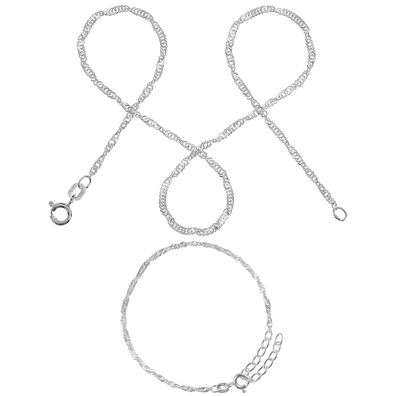 modabilé Schmuckset Armband + Halskette Singapurkette | 925 Sterlingsilber | Etui