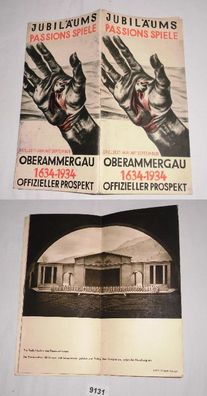 Jubiläums Passions Spiele Oberammergau 1634 - 1934 - Offizieller Prospekt - Spielzeit