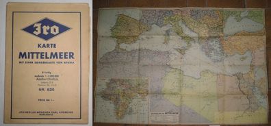 JRO- Karte Mittelmeer Nr. 825, mit kleiner Kartenabbildung Deutsche Kolonien in Afri