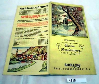 Shell Strassenkarte Nr. 8, Rheinsberg - Berlin Brandenburg.