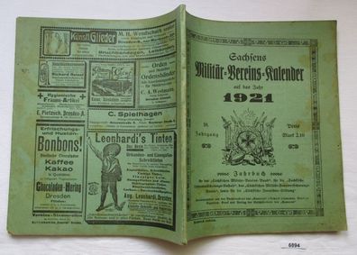Sachsens Militär Vereins Kalender auf das Jahr 1921