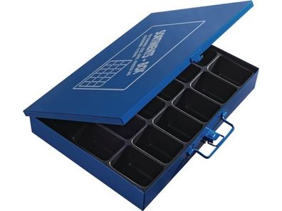 Sortimentskasten B330xT240xH50mm 18 Fächer ohne Beschriftungsschild blau