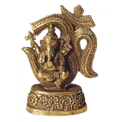 Ganesha OM Elefantengott Messing 7 cm Figur Statue Skulptur Gottheit Altarfigur